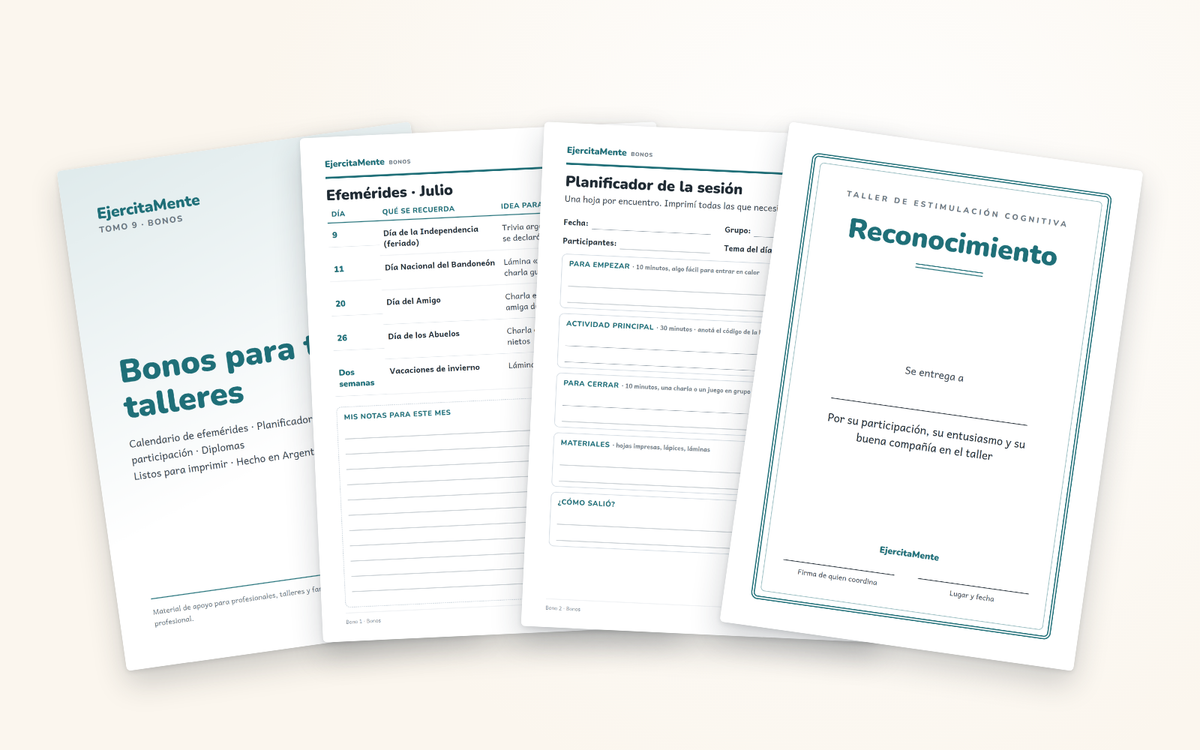 Los bonos: calendario de efemérides, planificador de taller y diplomas